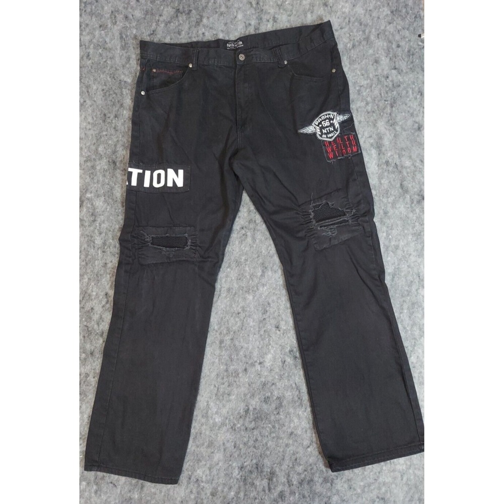 Parish Nation Pants Mens 44x33 Black‎ Big Logo Streetwear y2K Baggy Skater